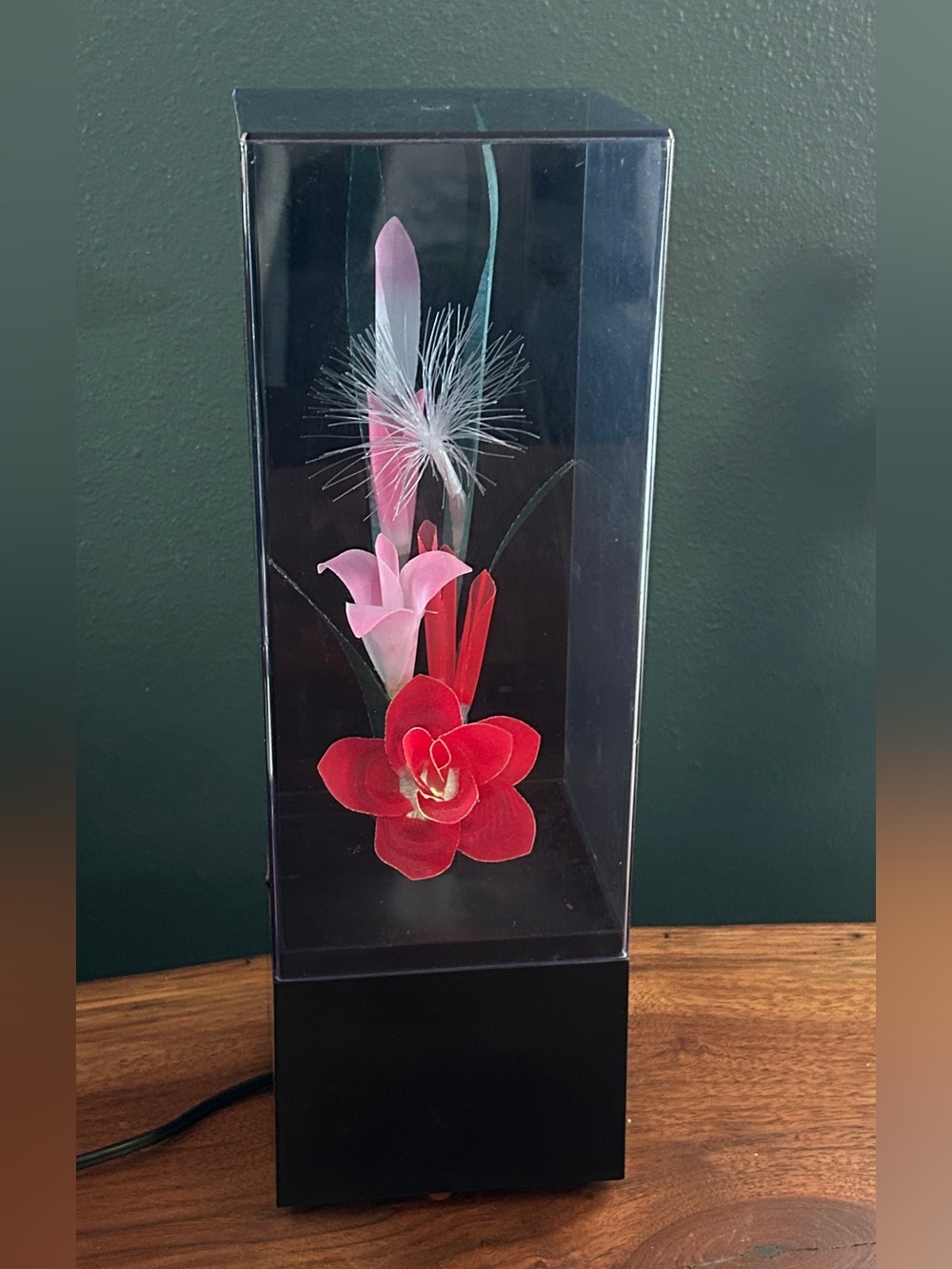 Vintage retro 1984 Fiber Optic Flower Lamp Music Box Working 14" Tall